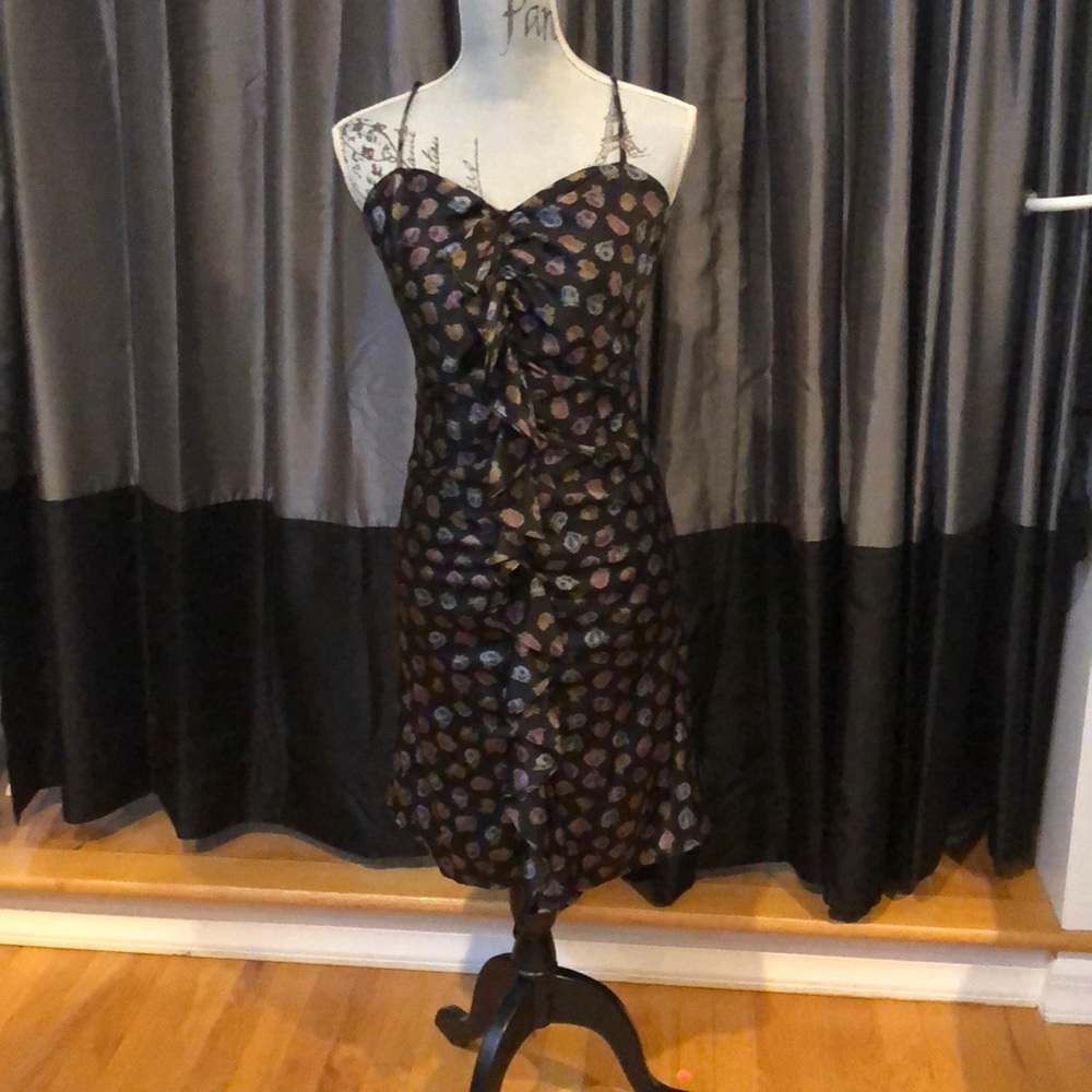Betsy Johnson black print satin dress brand new!